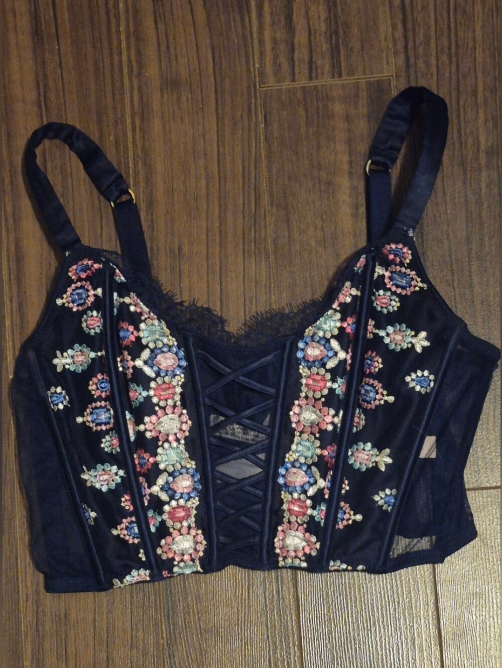 Victoria's Secret Dream Angels Floral Embroidered Corset Top S NWT